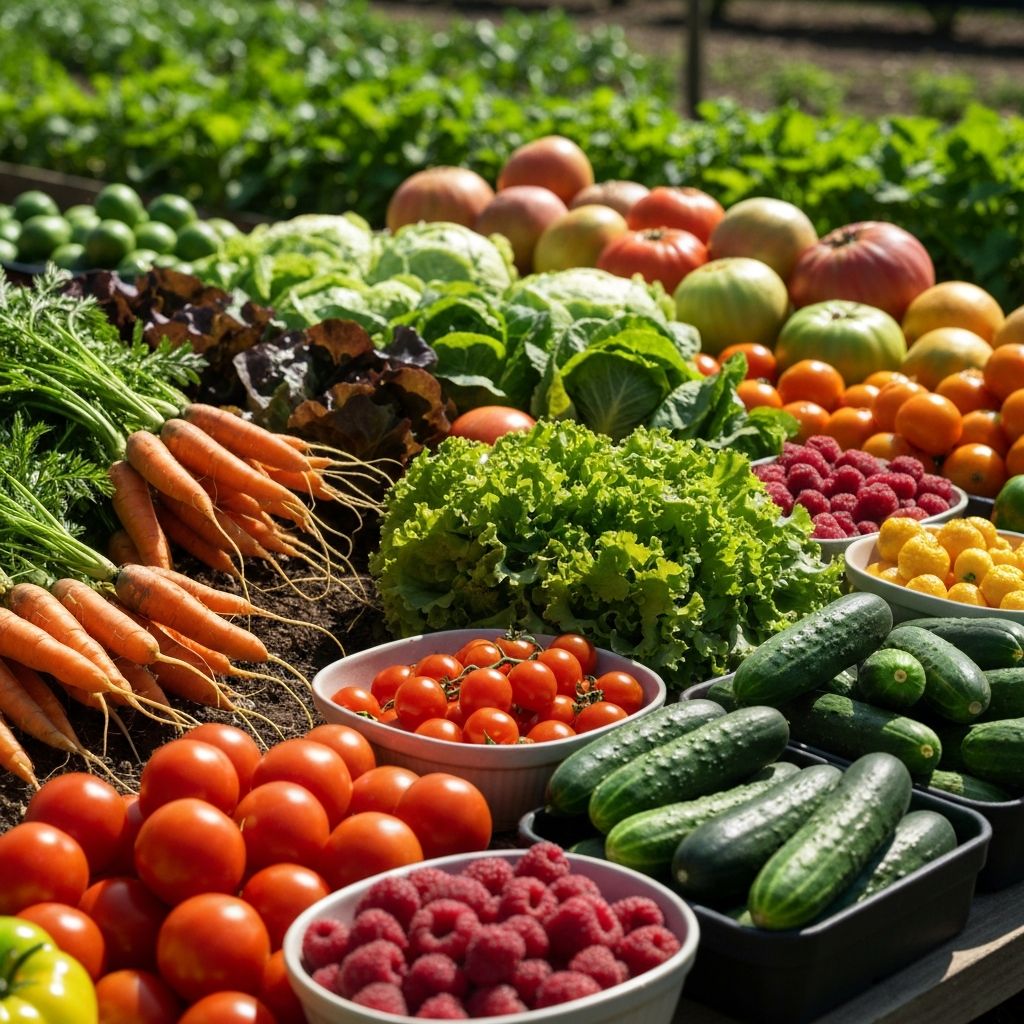Colorful fresh produce at harvest