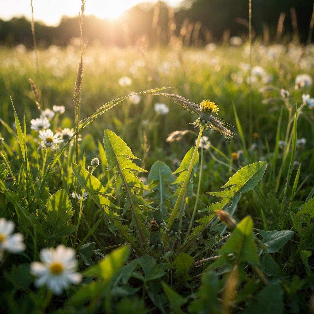 Dandelion leaves in nature